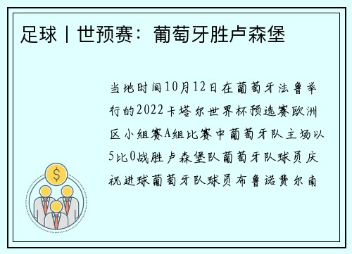 足球丨世预赛：葡萄牙胜卢森堡